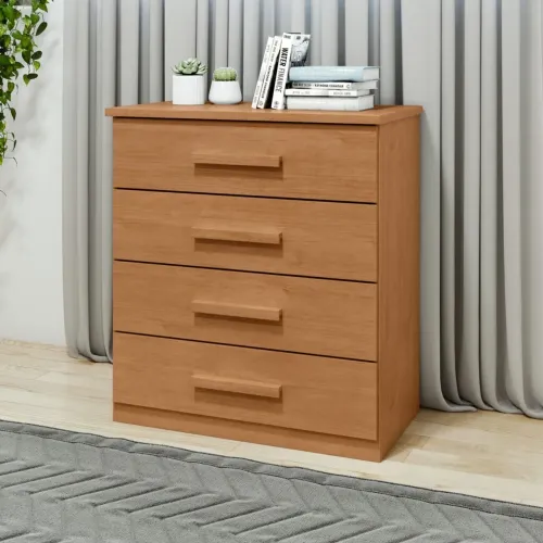 Cômoda  quatro gavetas Baião 88 CM amêndoa Clean - ENTREGA HOJE !!! 