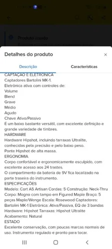Baixo Cort A5 funcionando perfeitamente