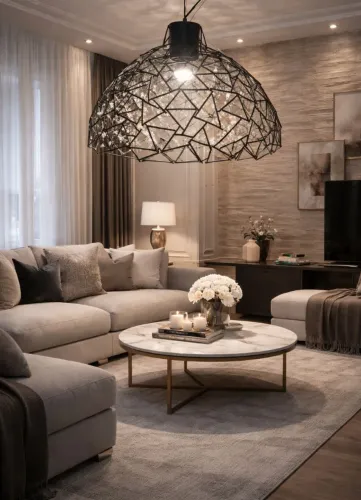 Lustre Pendente Aramado Preto com castanhas de cristal 