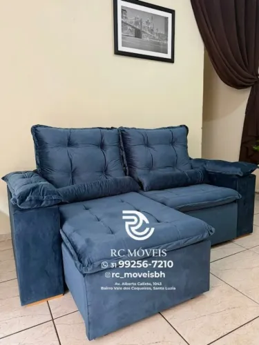 Sofá Retrátil e Reclinável 2m pillow 16cm - estofamento veludo | Entrega Rapida