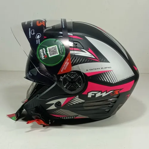 Capacetes FW3 aberto com óculos interno