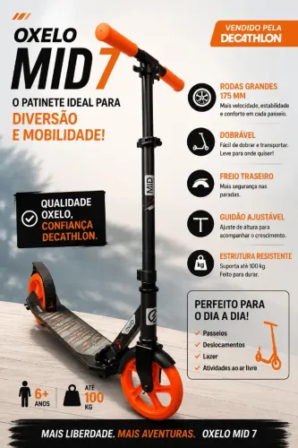 Patinete Oxelo MID 7 - Decathlon | Excelente Estado