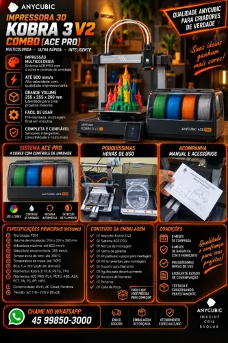 Impressora 3D Kobra 3v2 COMBO multicolor