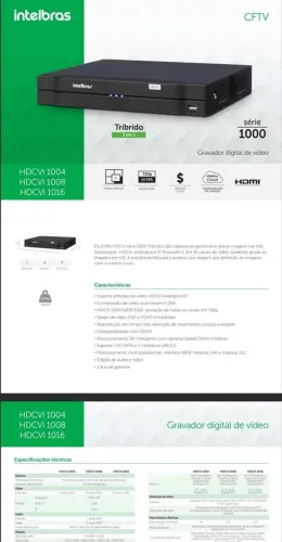 DVR Intelbras híbrido 4 canais HCVI 1004 G2