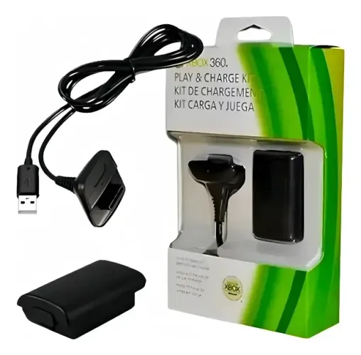 Kit 1 Bateria Para Controle Xbox 360 + 1 Cabo Carregador 1.4m Novo