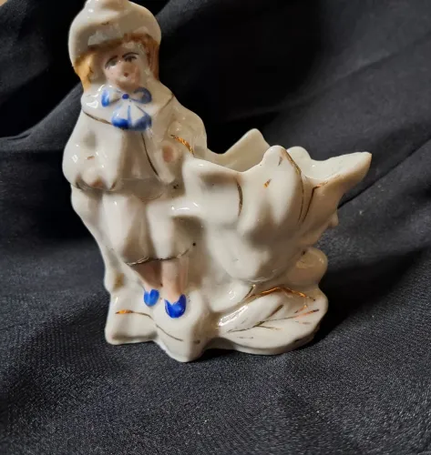 Antigo Bibelô Vaso Mini Cachepot Em Porcelana - Anos 40/50