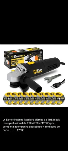 Esmerilhadeira lixadeira elétrica profissional THE Black tools 780w