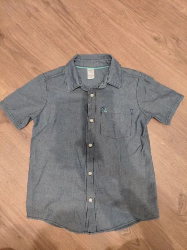 Camisa Infantil Carter's Manga Curta - Tam. 7 - Azul Jeans