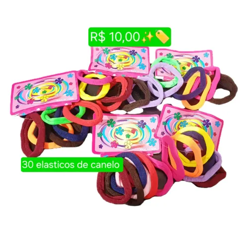 Lote  com 30 elasticos de cabelo 