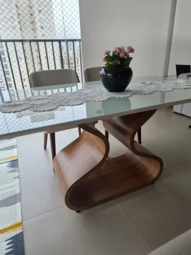 Mesa de vidro off white