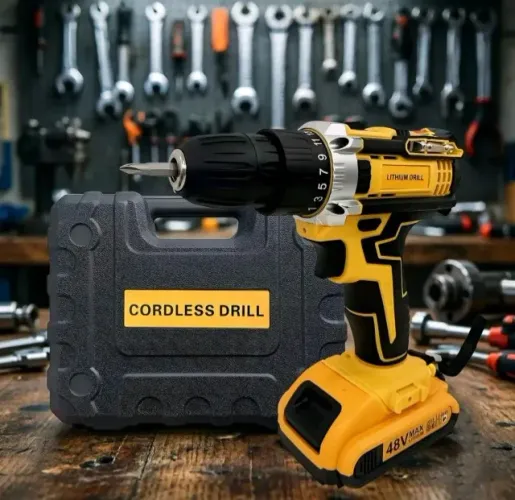Parafusadeira e Furadeira Sem Fio 48V Cordless Drill 2 Baterias Maleta Completa