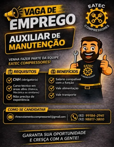 VAGA PARA AUXILIAR DE MANUTENÇÃO