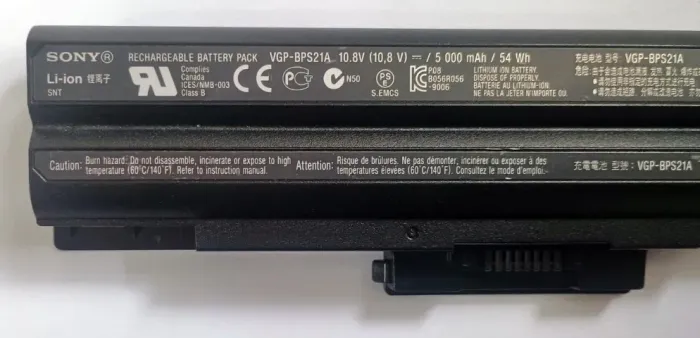 BATERIA NOTEBOOK SONY VGP-BPS21A 10.8V 54Wh 5000mAh