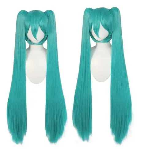 Peruca Hatsune Miku Cosplay Fantasia Verde Vocaloid