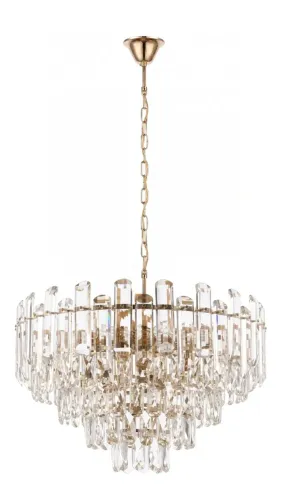 Lustre Pendente Cristal Legítimo Dourado 55cm Sala De Jantar