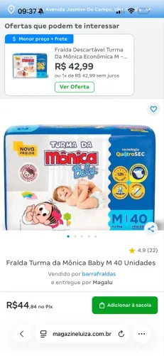 200 fraldas turma da Mônica tamanho M - 4 pacotes