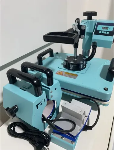 Mecolour Combo 5 em 1 prensa térmica de sublimação cor azul para camiseta chinelo boné