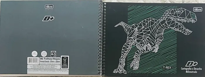 Caderno Cartografia e Desenho Tilibra D+ T-Rex 96 Folhas (usado - excelente)