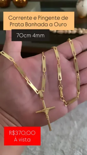 Corrente Chapinha de Prata Banhada a Ouro