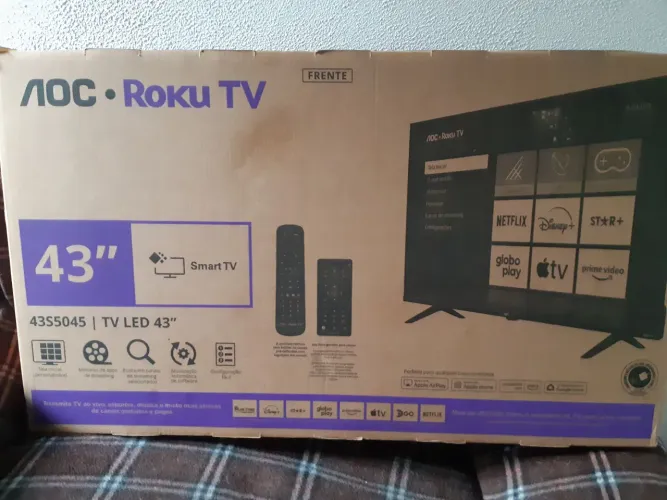 SMART TV 43" POL AOC ROKU NA CAIXA NOVA