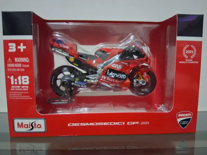 Miniatura Moto GP Maisto Ducati Desmosedici 2025 #63 Francesco Bagnaia  - Escala 1/18