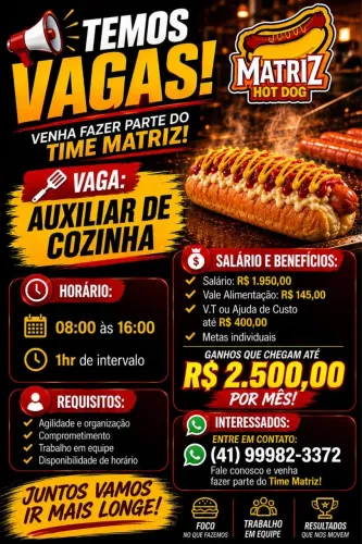 2 VAGAS DE EMPREGO COZINHA - JD BOTANICO