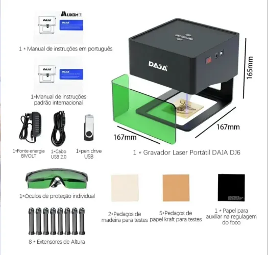Daja Máquina De Gravação A Laser Portátil EVA, Madeira,