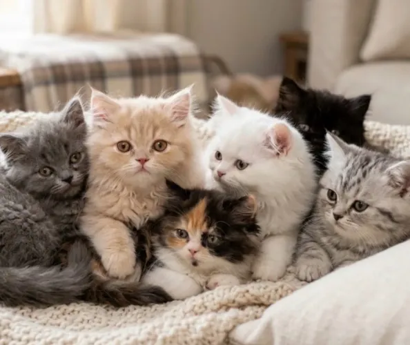 Filhotes de gato persa várias pelagens
