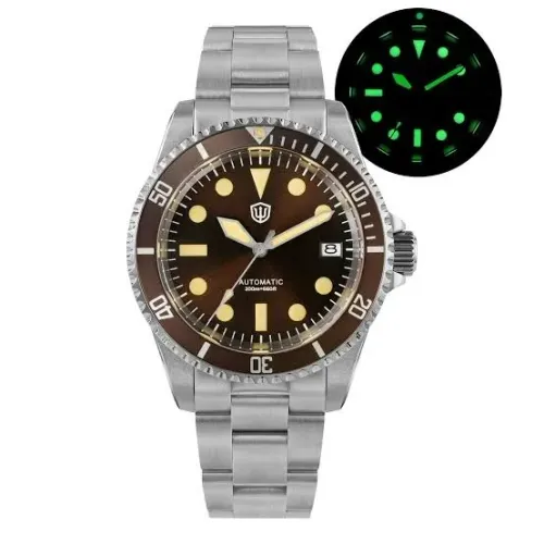 Relógio 38mm watchdive (San martin) WD5513 marrom vintage automatico mec.seiko nh35 