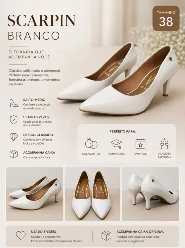     Scarpin Branco Feminino Vizzano Nº 38