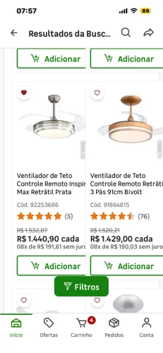 Lustre e ventilador de teto