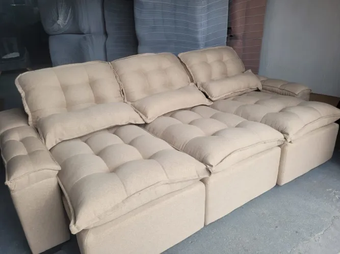 Ofertas imperdível sofá retratil 3 lugares na fibra