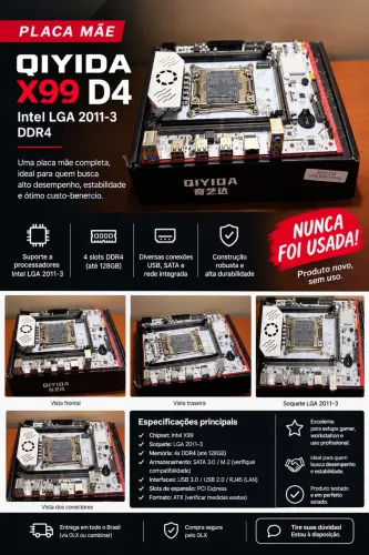 Placa-mãe QIYIDA X99 D4 ? Nova, Nunca Usada