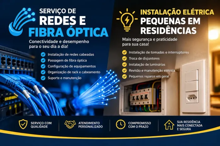 Redes, Fibra Óptica e Instalações Elétricas Pequenas