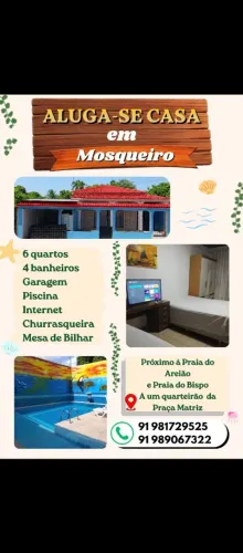 ALUGO IMÓVEL GRANDE EM MOSQUEIRO MOBILIADA PERT DA TAPIOCARIA DA VILA $500 a Diária