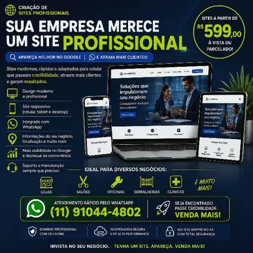 Criação de Sites Profissionais | WhatsApp Integrado | Google | Hospedagem