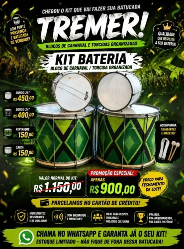 BATERIA PARA BLOCO / TORCIDA !!!