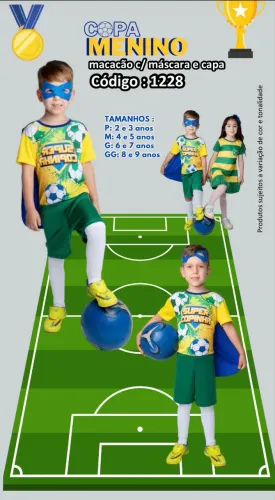 Macacão infantil Brasil Copa do Mundo
