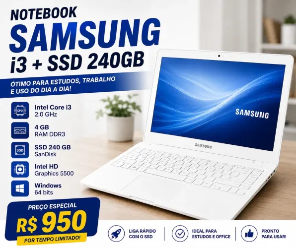 Notebook Samsung Intel i3 SSD ? Ótimo para estudos e trabalho