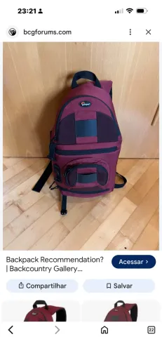 Mochila para câmera fotográfica