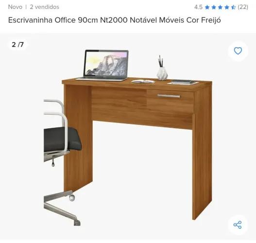 Escrivaninha Office 90cm Nt2000 Notável Móveis Cor Freijó<br>
