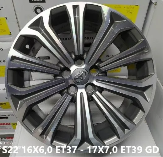 Roda aro 16 Toyota Corolla Grafite com diamantado Krmai 5X100 Jogo