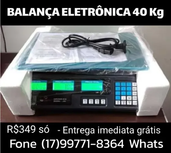 Balança Eletrônica Digital 40 kg c/ Bateria Recarregável - Entrega Grátis
