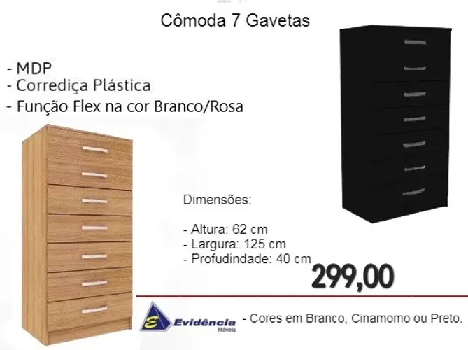 Cômoda 7 gavetas várias cores disponíveis - ENTREGA HOJE !!! 