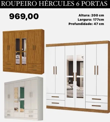 Guarda-Roupa Hércules 6 Portas - ENTREGA HOJE !!!