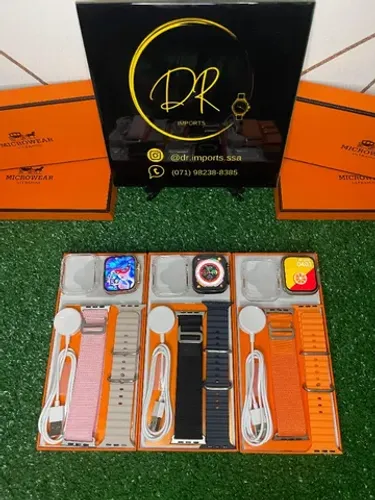 Smartwatch Feminino W69 Mini, 45mm  2 Pulseiras + case + película.
