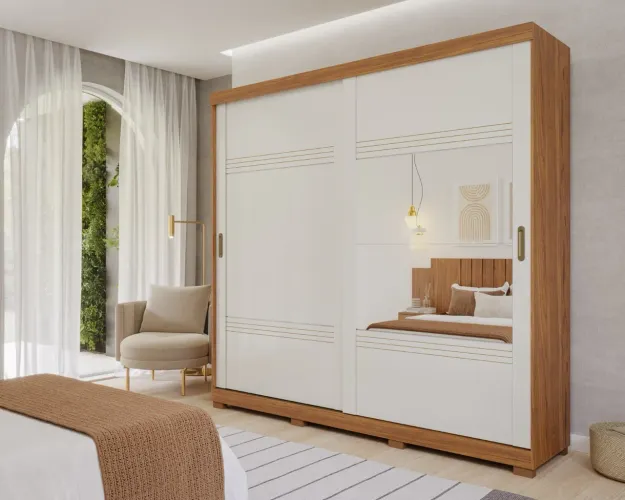 Guarda Roupa Panam 2 Portas com Espelho 100%MDF t54