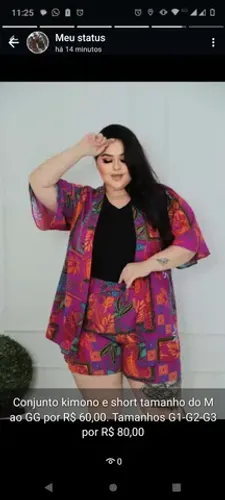 Conjunto short + kimono Plus Size