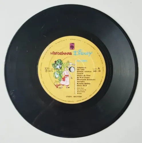 Disco Vinil Compacto - Historinhas Disney (Aladim) - 1979 (Sem Capa)