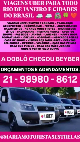 Viagens Uber em Doblô para de 01 até 13 CPF 